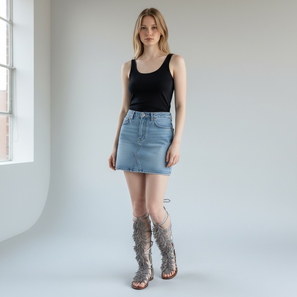 Sam Edelman Etta Grey Metallic Silver Fringe Gladiator Sandals Knee High Flat